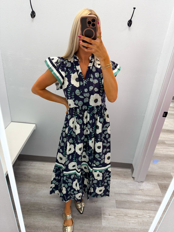 Floral Navy Midi