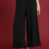 Black Linen Fray Hem Pants