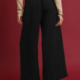 Black Linen Fray Hem Pants