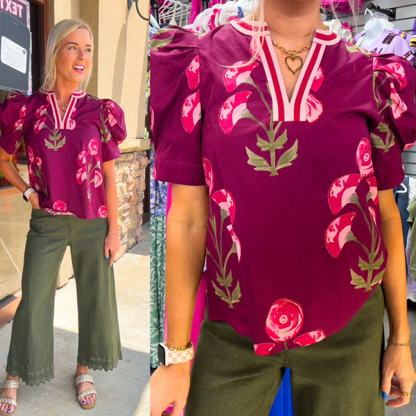 Floral Burgundy Top