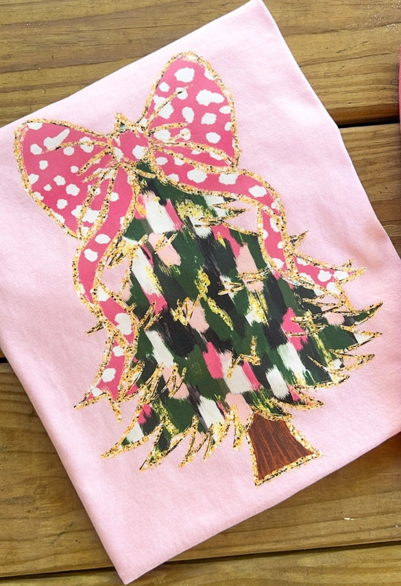 Pink Christmas Tree Graphic Tee