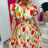 Tulip Time Smocked Midi Dress