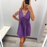 Hang Tight Honey Denim Romper - Purple Denim