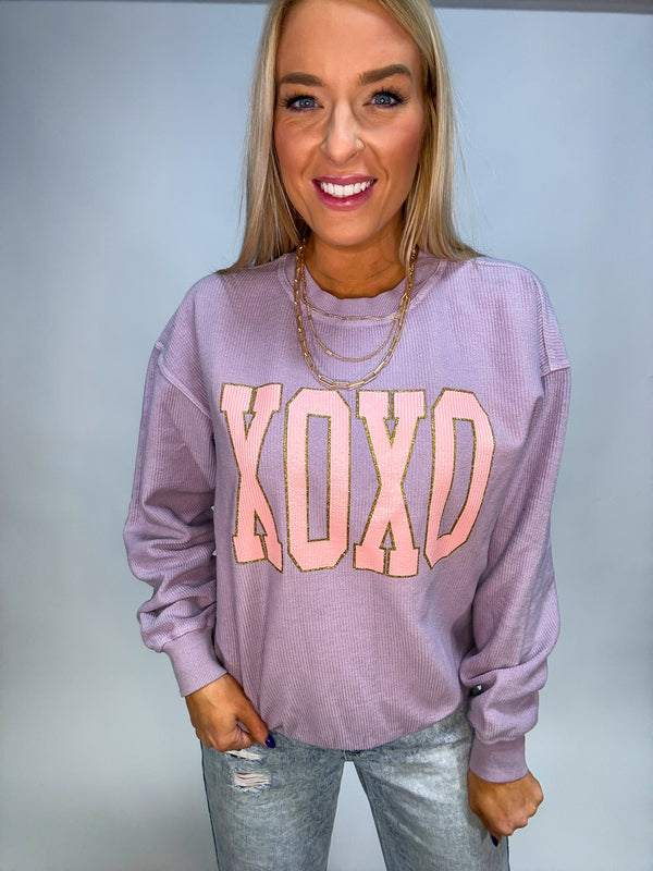 XOXO Glitter Corduroy Sweatshirt