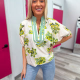 Fresh Bloom Stripe Contrast Floral Top