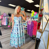 Ocean Bloom Embroidered Dress