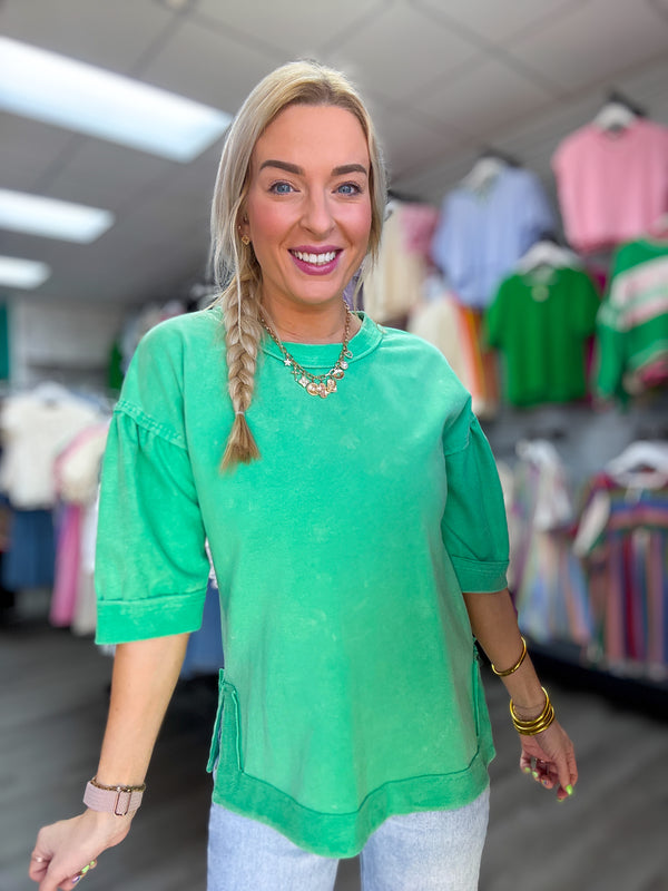 Acid Wash Green Top
