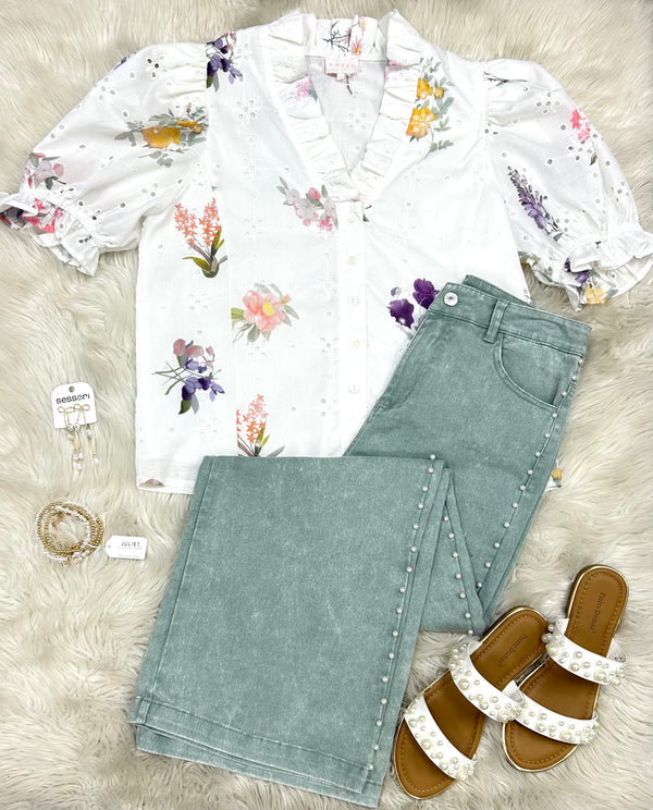 Floral Eyelet Top