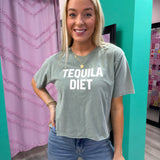 Tequila Diet Seafoam Crop Graphic Tee