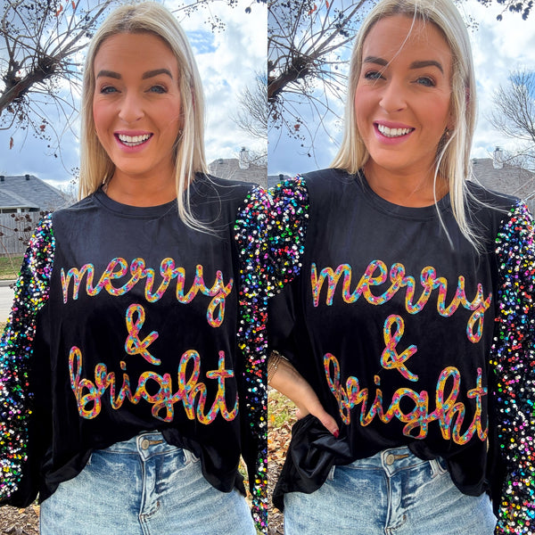 Merry & Bright Velvet and Sequin Top