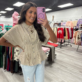 Stripe Pleated Top