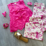 Pink and White Floral Pants