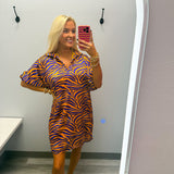 Tiger Dress Purple Stripes