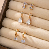 Trio Gold-Tone Crystal Drop Earring Set | 80E61606