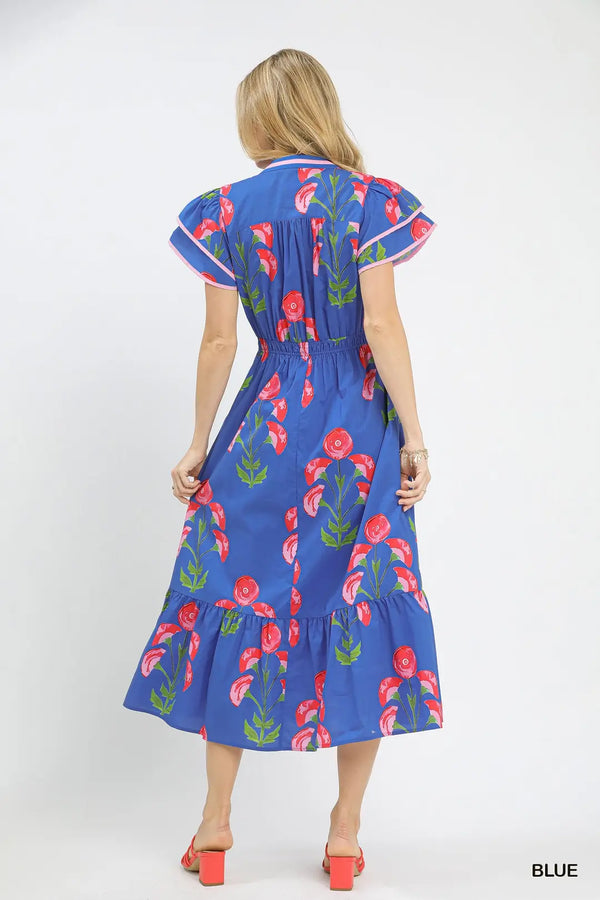 Bloom & Breeze Midi Dress | Blue