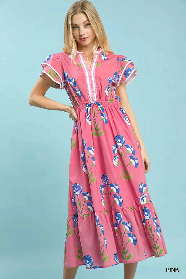 Bloom & Breeze Midi Dress | Pink