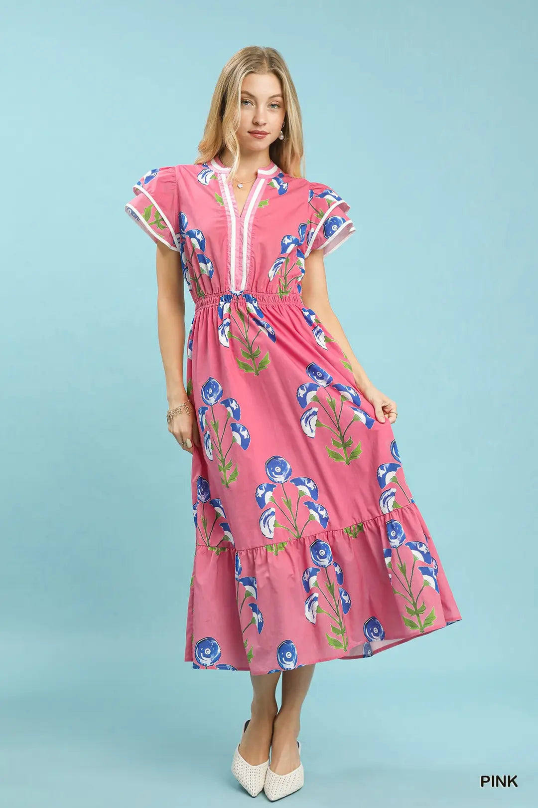 Bloom & Breeze Midi Dress | Pink