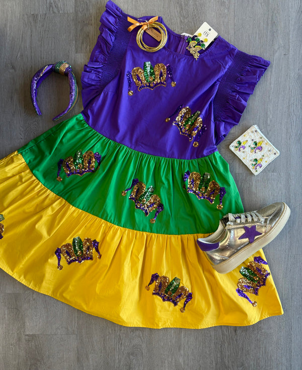 Jester's Sparkle Mardi Gras Dress