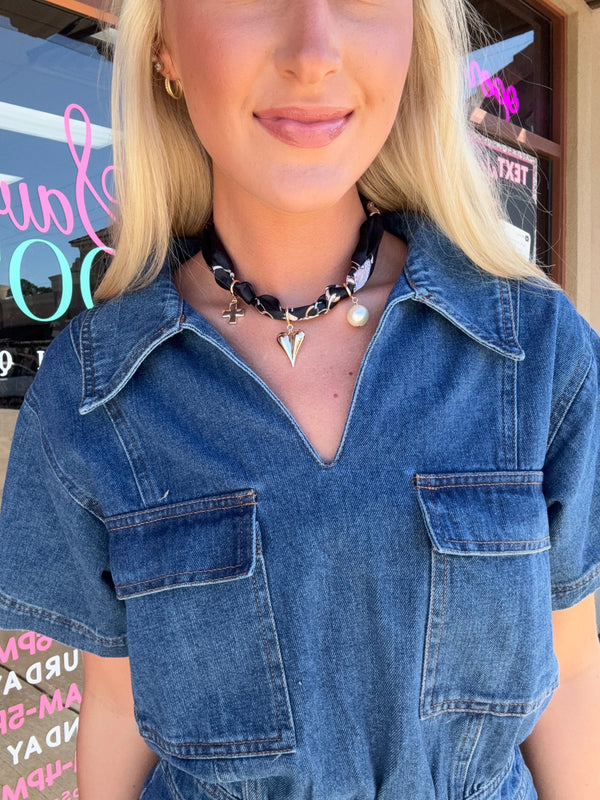 Heading Your Way Washed Denim Romper