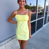 Gathered Bust Square Neck Smocked Back Dress