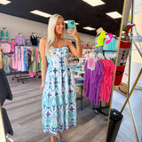 Ocean Bloom Embroidered Dress