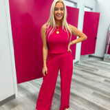 Take Me There Crinkle Textured Cropped Top 2pc Loungewear Set