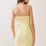 Gathered Bust Square Neck Smocked Back Dress