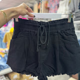 Take My Heart Fray Denim Shorts