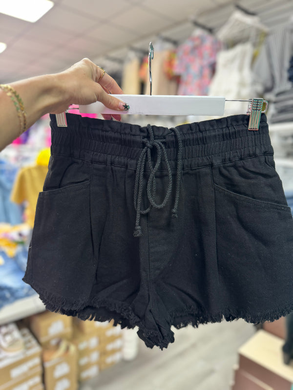 Take My Heart Fray Denim Shorts