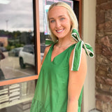 Sweet & Simple V Neck Green Dress | FINAL SALE