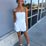Strapless Scallop Romper