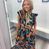 Into the Breeze Black Rust and Blue Midi