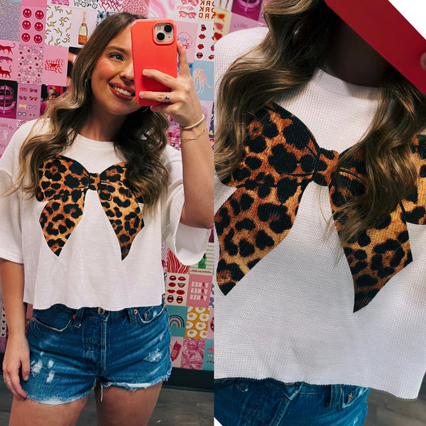 Leopard Bow Waffle Tee