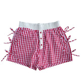 Bow Gingham Boxer Shorts | Red