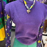 Mardi Gras Fleur De Lis Mesh Top