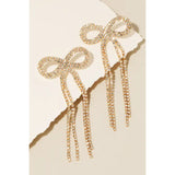 Rhinestone Ribbon Bow Tail Drop Earrings