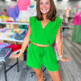 That Summer Feeling Green V Neck Crop