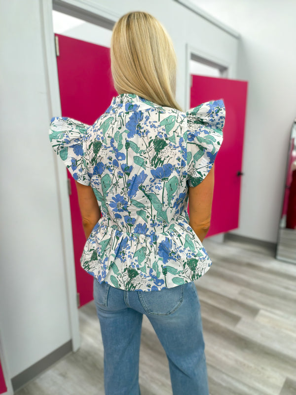 Spring Awakening Floral Top | Blue