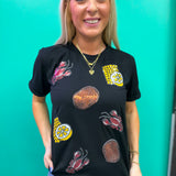 Bayou Bites Sequin Crawfish Potato Lemon Corn Graphic Crewneck T Shirt