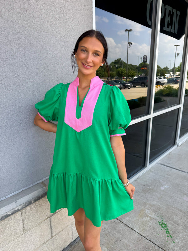 The Duo Dress - Pink and Green