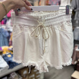 Take My Heart Fray Denim Shorts