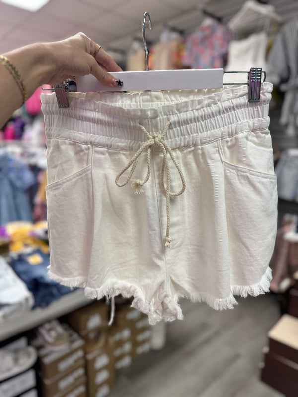 Take My Heart Fray Denim Shorts