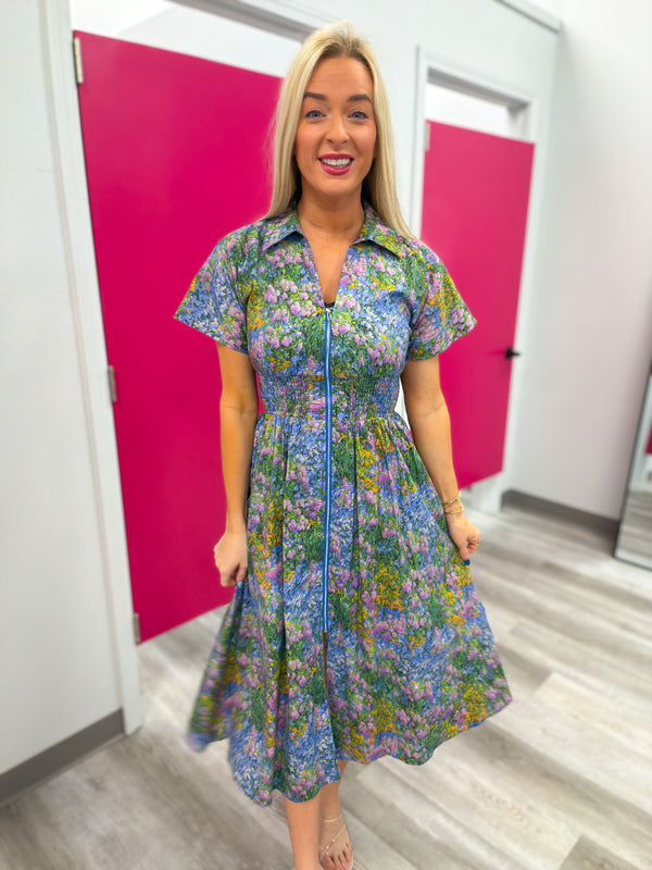 Whispers of Spring Floral Zip Midi