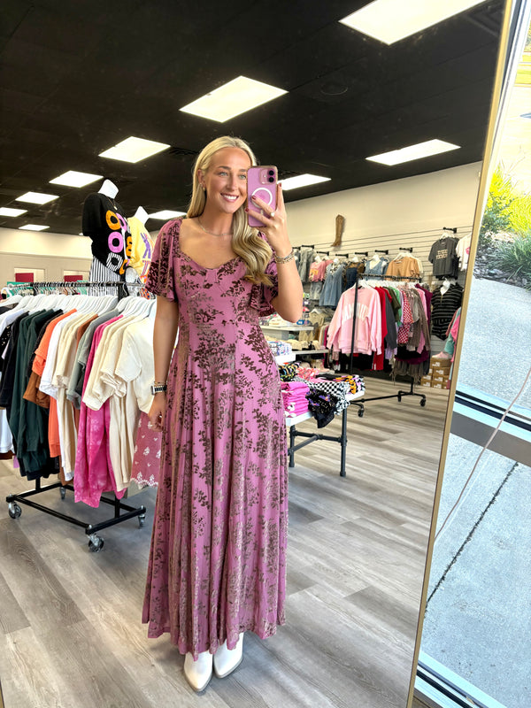 Autumn Affair Dress Velvet Maxi Dress | Rose Rust
