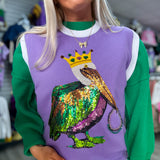 Mardi Gras Pelican | Sequin Sleeveless Sweater
