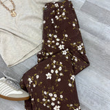 Floral Pants Brown Cream Green