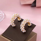 Gold-Tone Multi-Pearl C-Hoop Earrings | 80E61992