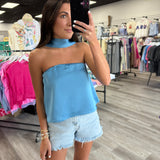 Satin Sky Halter Top