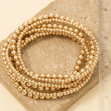 Mixed Mini Metallic Beaded Bracelet 7 Set