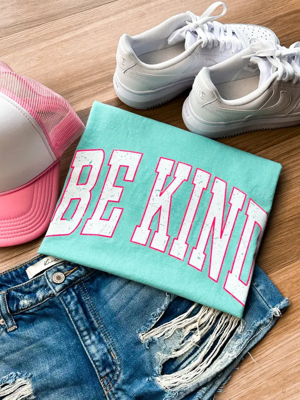 Kind Mint and Pink Graphic Tee